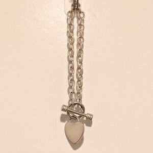 $5 Item! Y2K Heart Charm Circle and Bar Clasp Chain Bracelet